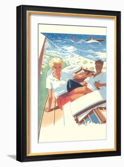 Relaxing on the Sailboat-null-Framed Art Print