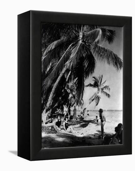 Relaxing under the Palms at Tahiti Beach, Coral Gables, Florida, March 23Rd, 1926-null-Framed Premier Image Canvas