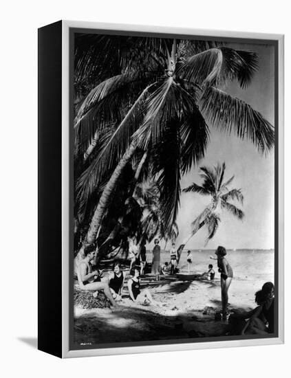 Relaxing under the Palms at Tahiti Beach, Coral Gables, Florida, March 23Rd, 1926-null-Framed Premier Image Canvas