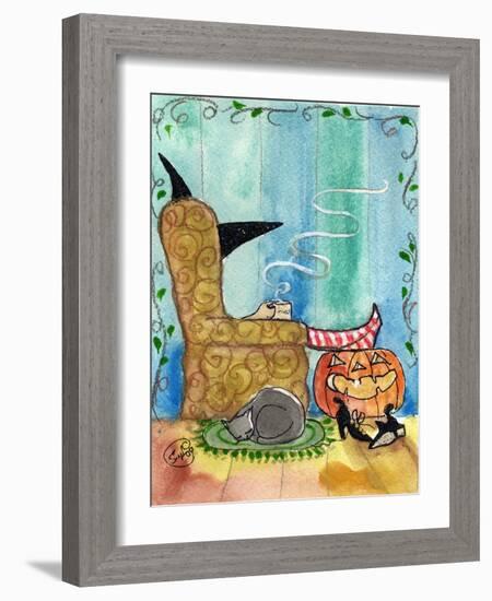 Relaxing Witch on Halloween Night-sylvia pimental-Framed Art Print