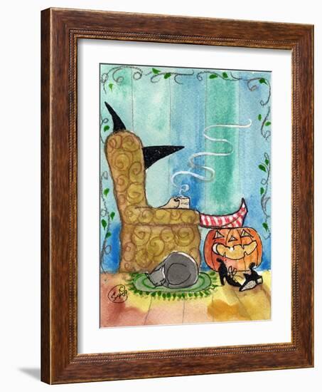 Relaxing Witch on Halloween Night-sylvia pimental-Framed Art Print