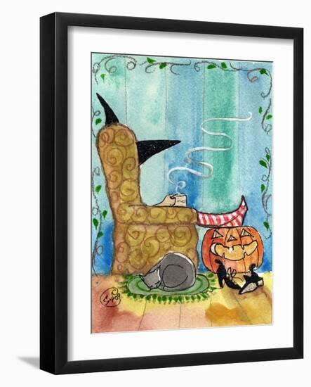 Relaxing Witch on Halloween Night-sylvia pimental-Framed Art Print