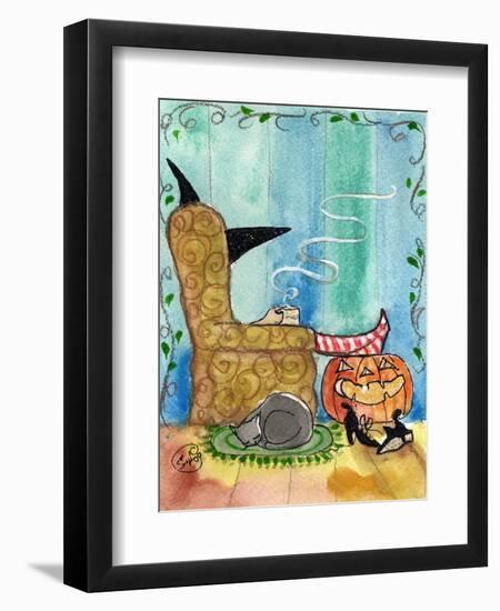 Relaxing Witch on Halloween Night-sylvia pimental-Framed Art Print