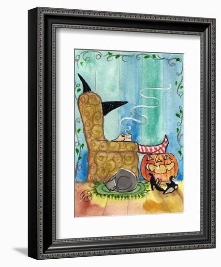 Relaxing Witch on Halloween Night-sylvia pimental-Framed Art Print