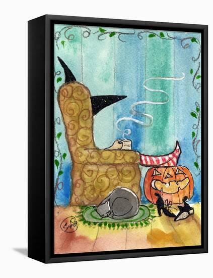 Relaxing Witch on Halloween Night-sylvia pimental-Framed Stretched Canvas