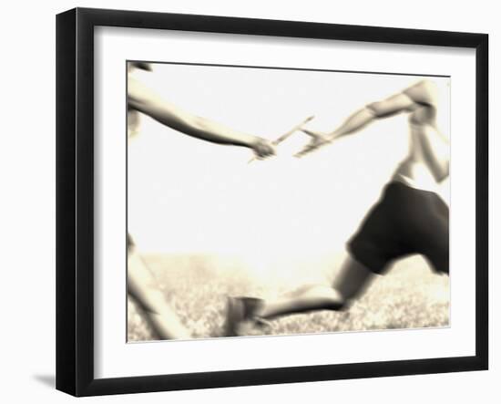 Relay Racers Handing Off the Baton-null-Framed Photographic Print