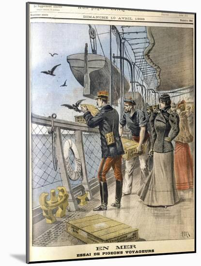 Releasing French Army Homing Pigeons on Board the Transatlantic Liner 'La Bretagne, 1898-null-Mounted Giclee Print