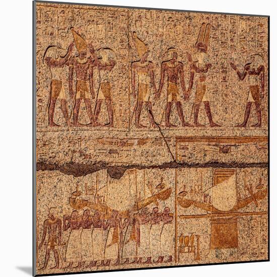 Relief Barque Procession, Karnak Temple, Luxor, Thebes, Egyp, Africa (Photo)-null-Mounted Giclee Print