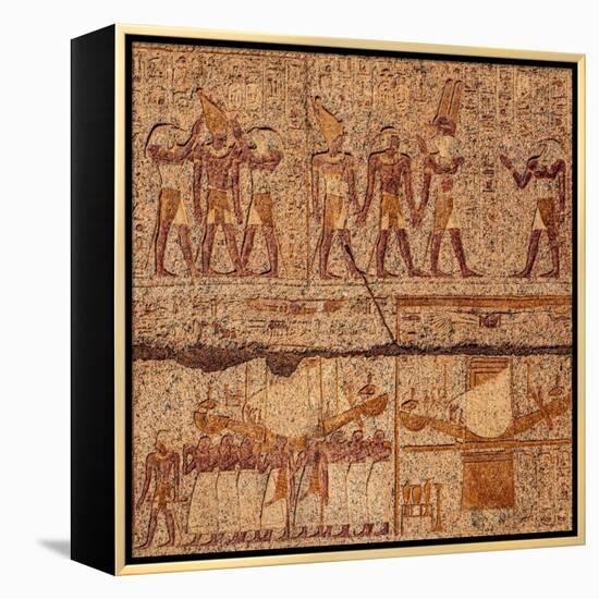 Relief Barque Procession, Karnak Temple, Luxor, Thebes, Egyp, Africa (Photo)-null-Framed Premier Image Canvas