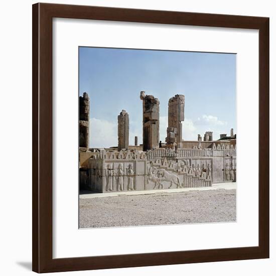 Relief carving, ruins of the ancient Persian city of Persepolis, Iran, first half of 5th century BC-Werner Forman-Framed Photographic Print