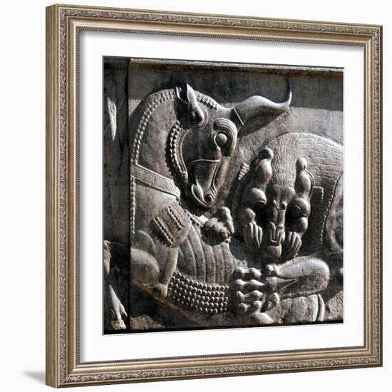 Relief carving, ruins of the ancient Persian city of Persepolis, Iran, first half of 5th century BC-Werner Forman-Framed Photographic Print