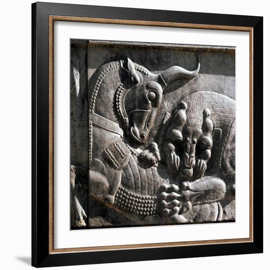 Relief carving, ruins of the ancient Persian city of Persepolis, Iran, first half of 5th century BC-Werner Forman-Framed Photographic Print