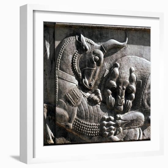 Relief carving, ruins of the ancient Persian city of Persepolis, Iran, first half of 5th century BC-Werner Forman-Framed Photographic Print