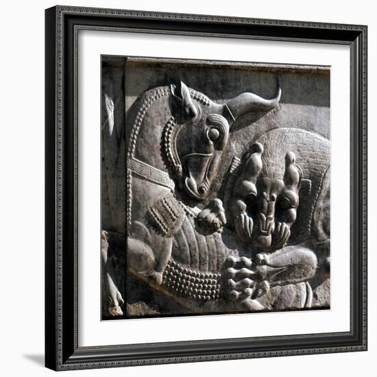 Relief carving, ruins of the ancient Persian city of Persepolis, Iran, first half of 5th century BC-Werner Forman-Framed Photographic Print