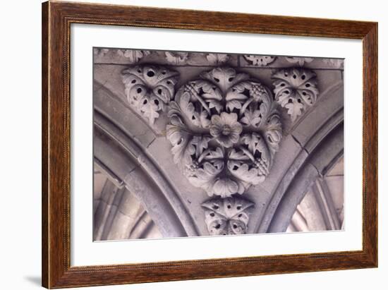 Relief Decoration from Arches of Cloister of Marvel, Abbey of Mont St Michel, Normandy, France-null-Framed Giclee Print