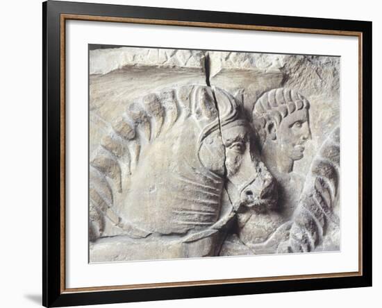 Relief Depicting a Groom Between Two Horses-null-Framed Giclee Print