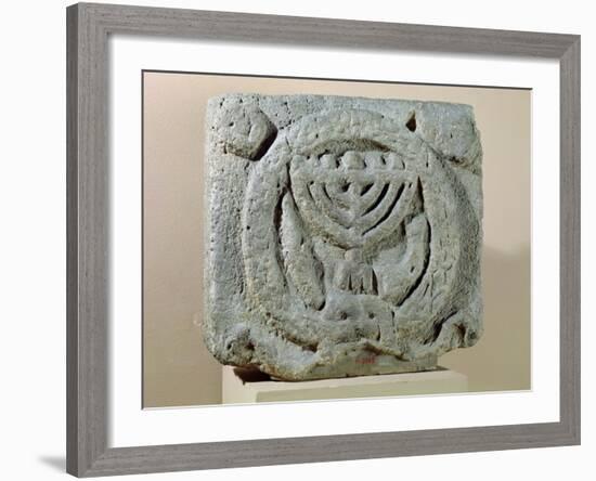 Relief Depicting a Menorah, from Umm Qeis (Ancient Gadara) Jordan (Basalt)-null-Framed Giclee Print