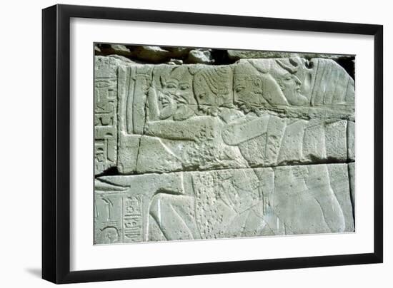 Relief depicting captives of war, Temple of Amun, Karnak, Egypt. Artist: Unknown-Unknown-Framed Giclee Print