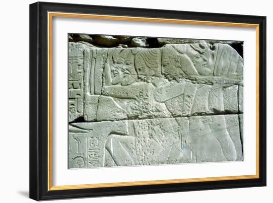 Relief depicting captives of war, Temple of Amun, Karnak, Egypt. Artist: Unknown-Unknown-Framed Giclee Print