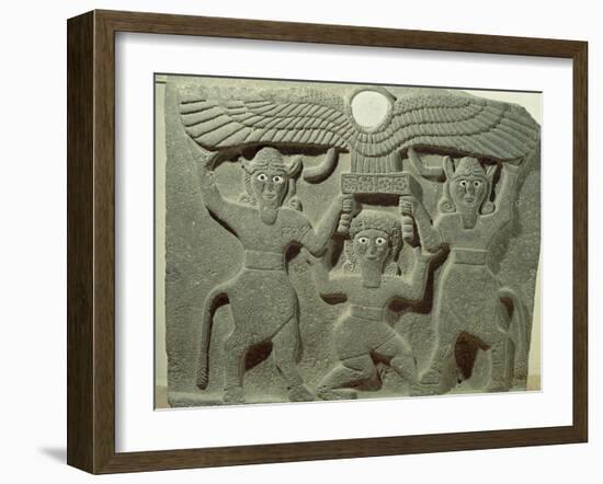 Relief Depicting Gilgamesh Between Two Bull-Men Supporting a Winged Sun Disk, Fr.Tell-Halaf, Syria-null-Framed Giclee Print