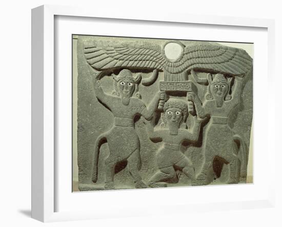 Relief Depicting Gilgamesh Between Two Bull-Men Supporting a Winged Sun Disk, Fr.Tell-Halaf, Syria-null-Framed Giclee Print