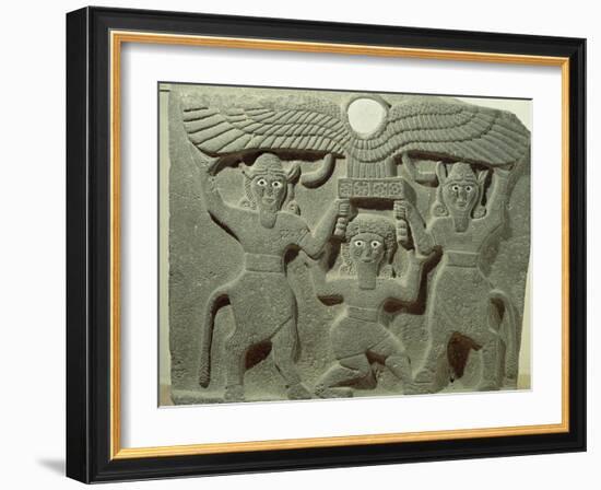 Relief Depicting Gilgamesh Between Two Bull-Men Supporting a Winged Sun Disk, Fr.Tell-Halaf, Syria-null-Framed Giclee Print