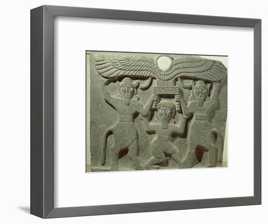 Relief Depicting Gilgamesh Between Two Bull-Men Supporting a Winged Sun Disk, Fr.Tell-Halaf, Syria-null-Framed Premium Giclee Print