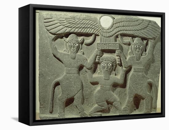 Relief Depicting Gilgamesh Between Two Bull-Men Supporting a Winged Sun Disk, Fr.Tell-Halaf, Syria-null-Framed Premier Image Canvas