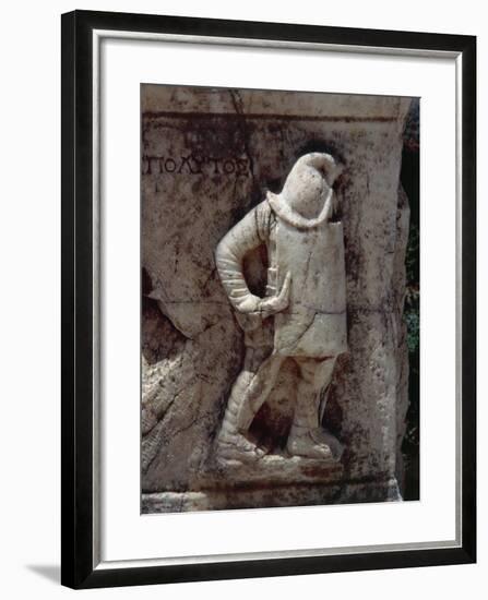 Relief Depicting Gladiator, Along Marble Road-null-Framed Giclee Print