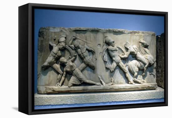 Relief Depicting Greek Soldiers Fighting Amazons-null-Framed Premier Image Canvas