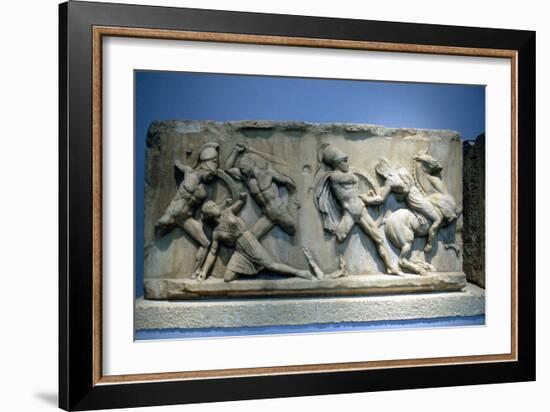 Relief Depicting Greek Soldiers Fighting Amazons-null-Framed Photographic Print