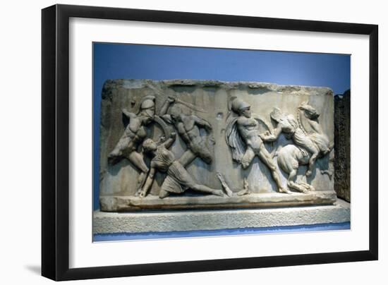 Relief Depicting Greek Soldiers Fighting Amazons-null-Framed Photographic Print