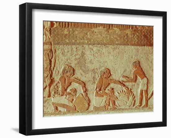 Relief Depicting the Making and Baking of Bread, Old Kingdom-null-Framed Giclee Print