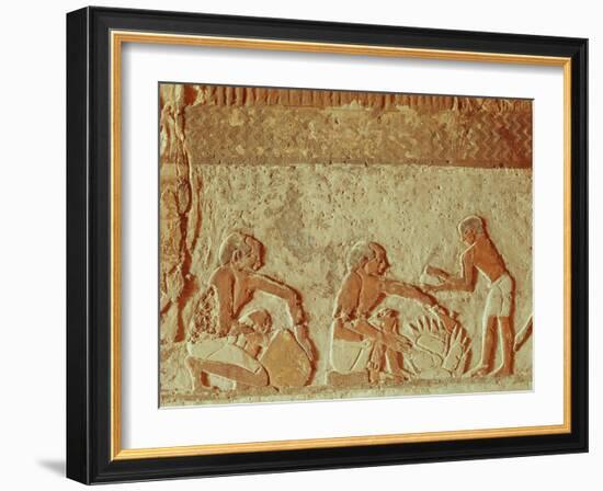 Relief Depicting the Making and Baking of Bread, Old Kingdom-null-Framed Giclee Print