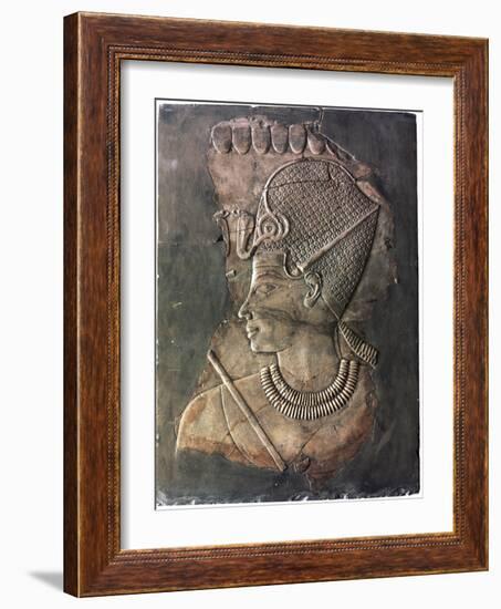 Relief depicting the Pharaoh Amenhotep III, Ancient Egyptian, 18th dynasty, c1390-1352 BC-Werner Forman-Framed Photographic Print