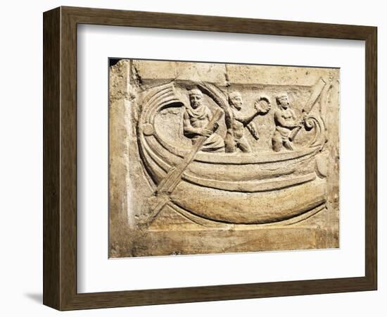 Relief Depicting the Winners of Boat Race, Holding Wreath and Palm Leaf, Symbols of Victory-null-Framed Giclee Print