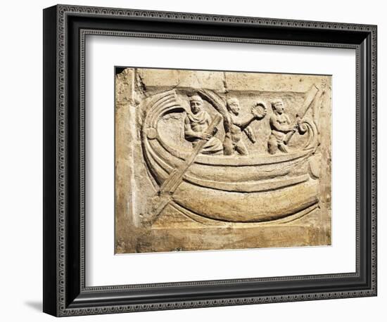 Relief Depicting the Winners of Boat Race, Holding Wreath and Palm Leaf, Symbols of Victory-null-Framed Giclee Print