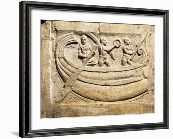 Relief Depicting the Winners of Boat Race, Holding Wreath and Palm Leaf, Symbols of Victory-null-Framed Giclee Print