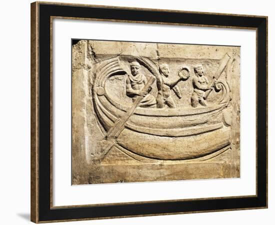 Relief Depicting the Winners of Boat Race, Holding Wreath and Palm Leaf, Symbols of Victory-null-Framed Giclee Print