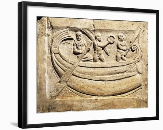 Relief Depicting the Winners of Boat Race, Holding Wreath and Palm Leaf, Symbols of Victory-null-Framed Giclee Print