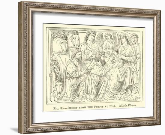 Relief from the Pulpit at Pisa, Nicola Pisano-null-Framed Giclee Print