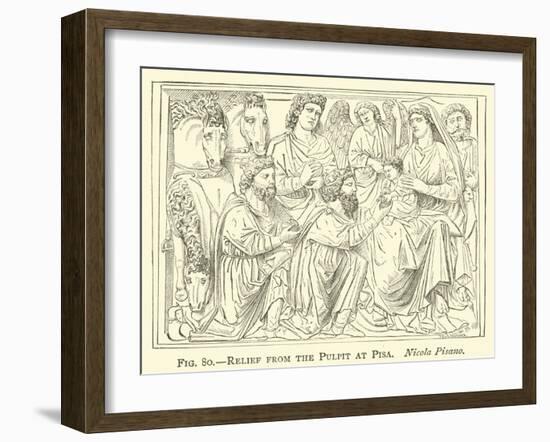 Relief from the Pulpit at Pisa, Nicola Pisano-null-Framed Giclee Print