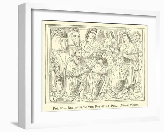 Relief from the Pulpit at Pisa, Nicola Pisano-null-Framed Giclee Print