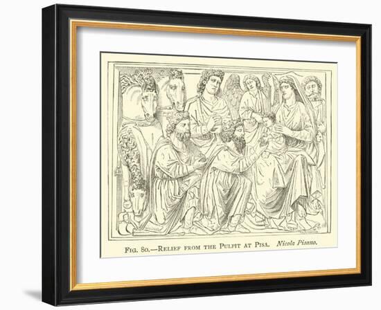 Relief from the Pulpit at Pisa, Nicola Pisano-null-Framed Giclee Print