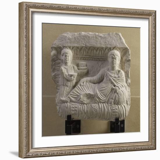 Relief funéraire : scène de banquet-null-Framed Giclee Print