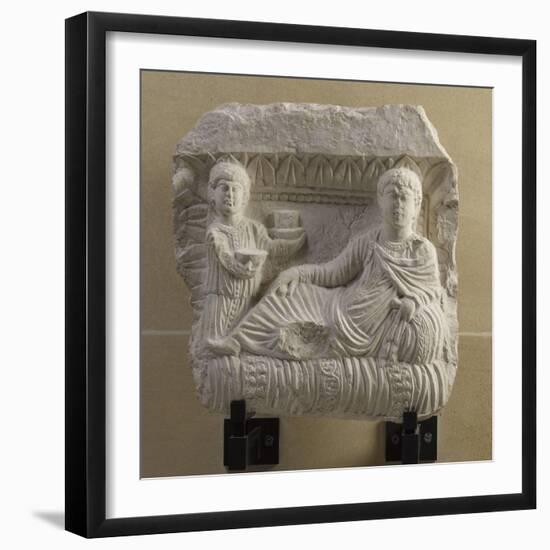 Relief funéraire : scène de banquet-null-Framed Giclee Print