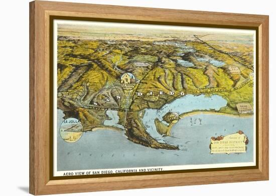 Relief Map of San Diego, California-null-Framed Stretched Canvas