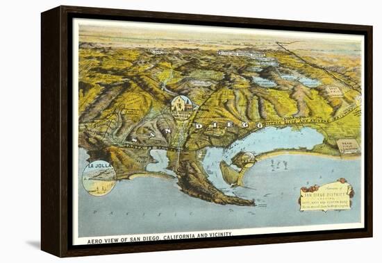 Relief Map of San Diego, California-null-Framed Stretched Canvas