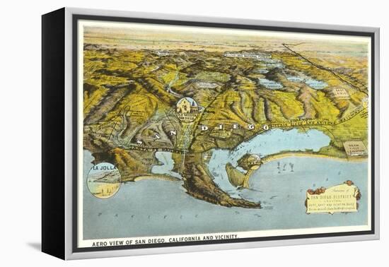 Relief Map of San Diego, California-null-Framed Stretched Canvas