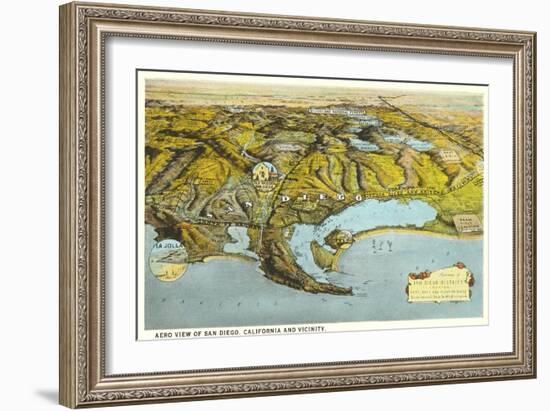 Relief Map of San Diego, California-null-Framed Art Print